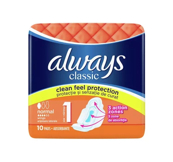 Kliknij na zdjęcie, aby je powiększyć ALWAYS CLASSIC DAMENBINDEN MIT FLÜGELN 1 NORMAL 10 STÜCK