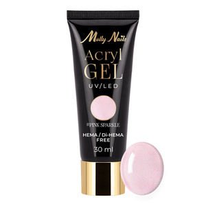 Molly Nails Acrylgel zum Verlängern und Aufbauen der Nägel, Pink Sparkle, 30 ml