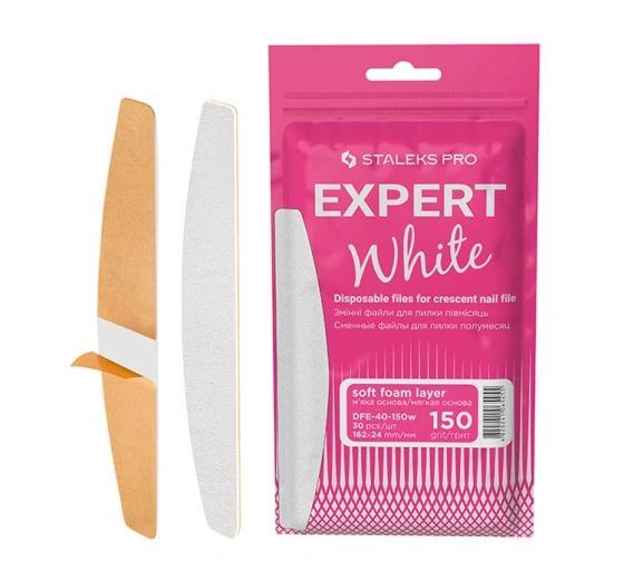 Kliknij na zdjęcie, aby je powiększyć Staleks Pro Expert White Austauschbare weiße Feilblätter für Halbmondfeile Expert 40 150 grip 30 Stück