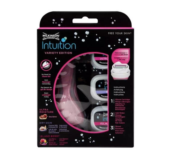 Kliknij na zdjęcie, aby je powiększyć WILKINSON SWORD INTUITION VARIETY EDITION RASIER FÜR FRAUEN + 2 RASIERKLINGEN