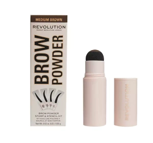 MAKEUP REVOLUTION BROW POWDER AUGENBRAUENSET STEMPEL + SCHABLONEN MEDIUM BROWN