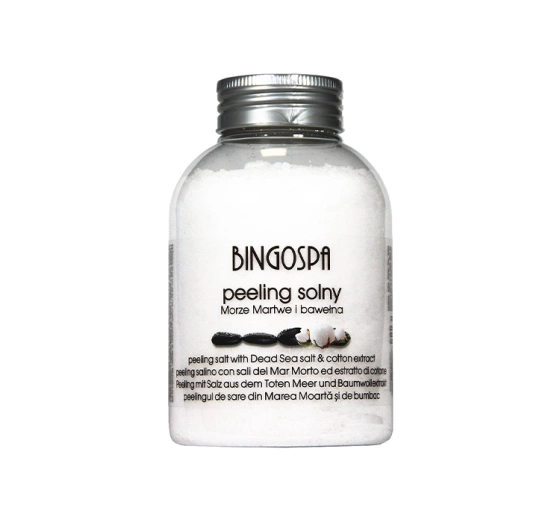 Kliknij na zdjęcie, aby je powiększyć BINGOSPA SALZPEELING MIT SALZ AUS DEM TOTEN MEER UND BAUMWOLLEXTRAKT 580G