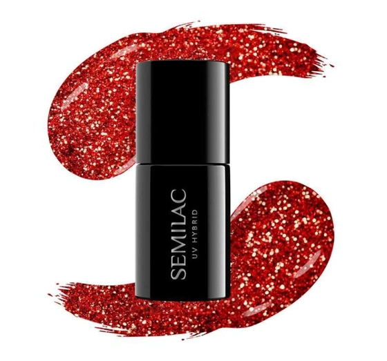 Semilac Hybridlack 318 Burgundy Red Glitter 7 ml