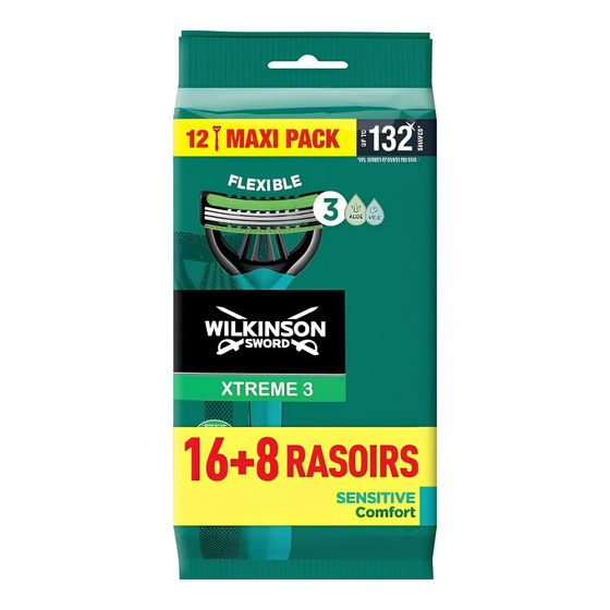 Kliknij na zdjęcie, aby je powiększyć Wilkinson Sword Xtreme3 Sensitive Einwegrasierer für Männer, 24 Stück