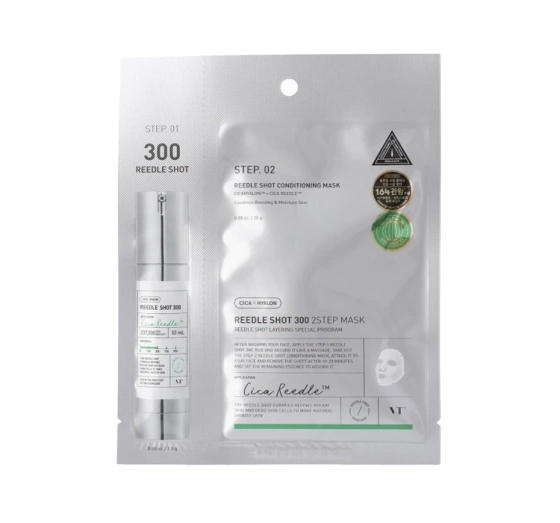 VT Cosmetics Cica x Hyalon Reedle Shot 300 Straffende Behandlung mit Mikronadel-Technologie Ampulle 1,5 g + Tuchmaske 25 g