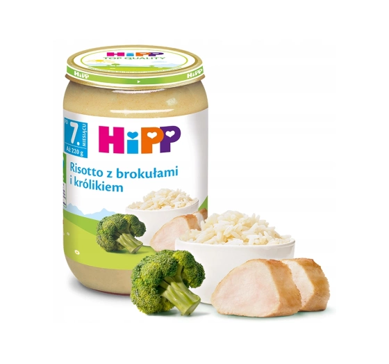 HiPP Menü nach dem 7. Monat – Risotto mit Brokkoli und Kaninchen 220g