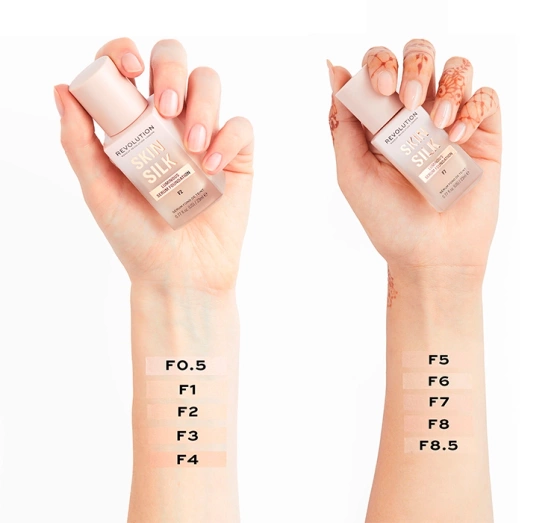 Kliknij na zdjęcie, aby je powiększyć MAKEUP REVOLUTION SKIN SILK SERUM FOUNDATION PFLEGENDE GRUNDIERUNG F6 23ML