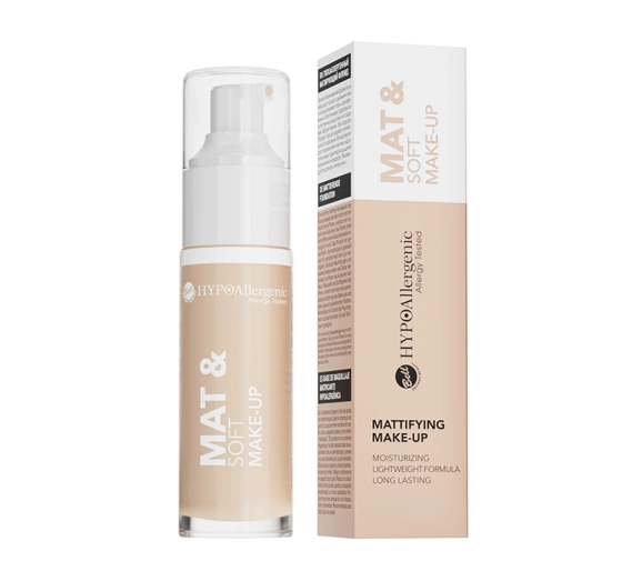 Kliknij na zdjęcie, aby je powiększyć BELL HYPOALLERGENIC MAT SOFT MAKE UP FLUID MATTIERENDE FOUNDATION 01 LIGHT BEIGE 30G
