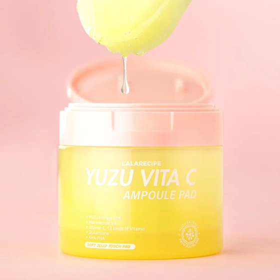 LalaRecipe Yuzu Vita C Ampoule Pad – aufhellende Peeling-Pads mit Vitamin C, 80 Stück