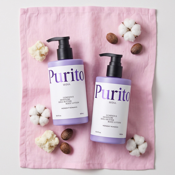 Kliknij na zdjęcie, aby je powiększyć Purito Luminous Moisture Shea Butter Body Lotion – feuchtigkeitsspendende Körperlotion Midnight Romance 300 ml