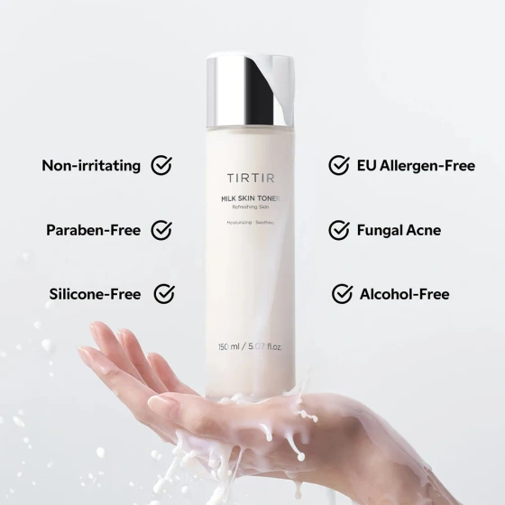 TIRTIR Milk Skin Toner – feuchtigkeitsspendendes Gesichtswasser auf Milchbasis mit Reisextrakt, 50 ml
