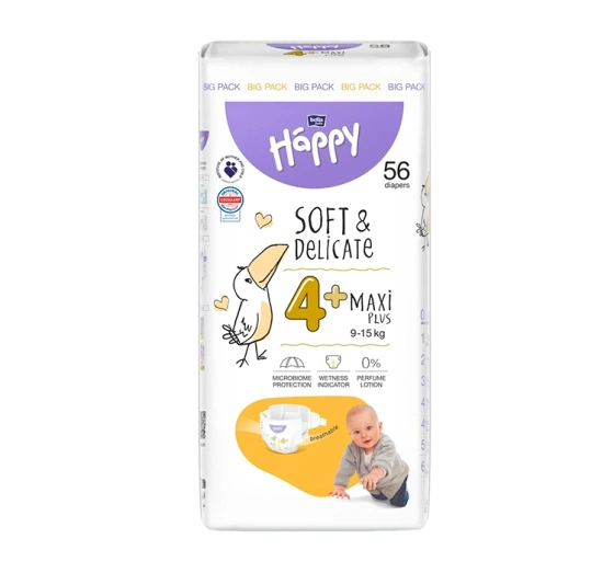 Bella Baby Happy Soft & Delicate 4+ Maxi Plus 9-15kg Windeln 56 Stück