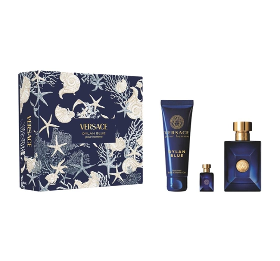 Versace Dylan Blue Pour Homme Eau de Toilette Spray 100 ml + 5 ml + Duschgel 150 ml