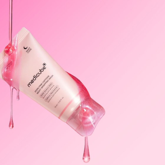Medicube PDRN Pink Caffeine Night Wrapping Mask – straffende Peel-off-Gesichtsmaske für die Nacht mit Koffein und PDRN, 75 ml