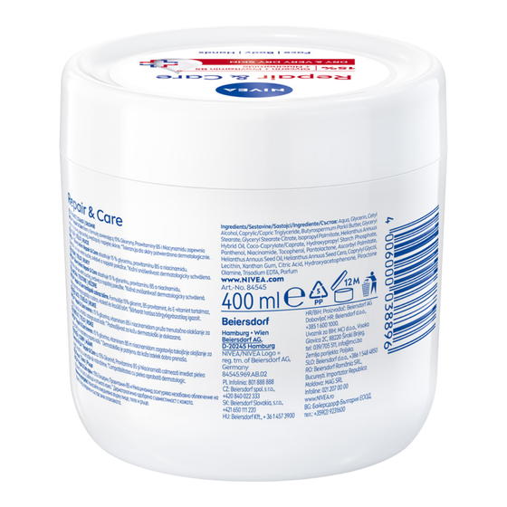 NIVEA REPAIR & CARE FEUCHTIGKEITSSPENDEND-REGENERIERENDE CREME FÜR GESICHT KÖRPER HÄNDE 400ML