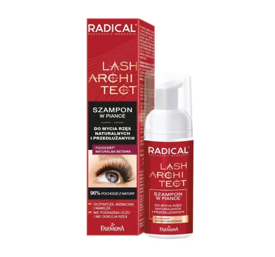 Kliknij na zdjęcie, aby je powiększyć Farmona Radical Lash Architect Schaumshampoo zum Waschen von natürlichen und verlängerten Wimpern 50ml