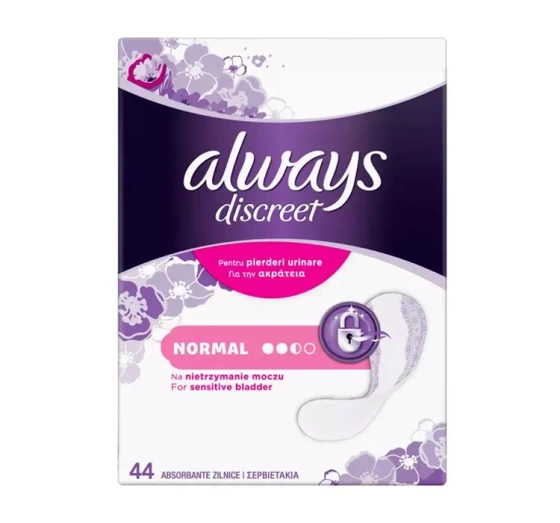 Kliknij na zdjęcie, aby je powiększyć ALWAYS DISCREET NORMAL SLIPEINLAGEN FÜR HARNINKONTINENZ 44 STÜCK