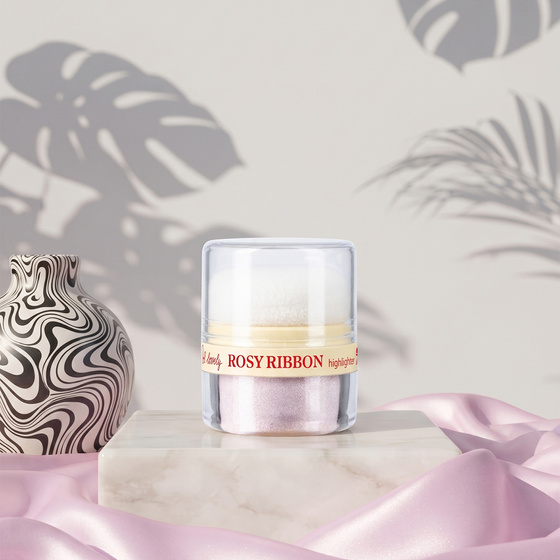 Lovely Rosy Ribbon Highlighter – loser Highlighter für Gesicht und Körper mit integriertem Döschen, 2 g