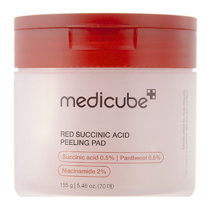 Medicube Red Succinic Acid Peeling Pad – Peeling-Pads für das Gesicht mit Bernsteinsäure, 70 Stück