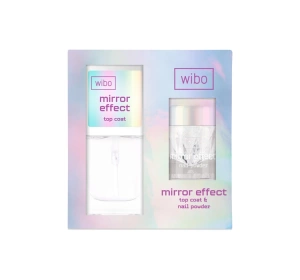 Wibo Mirror Effect Nagelset: Top Coat 8,5 ml + Glitzer