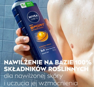 NIVEA MEN Sport 3-in-1-Duschgel für Männer, 250 ml