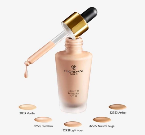 ORIFLAME GIORDANI GOLD LIQUID SILK FOUNDATION SPF12 NATURAL BEIGE 30ML