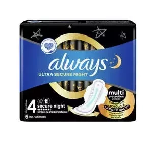 ALWAYS ULTRA DAMENBINDEN MIT FLÜGELN 4 SECURE NIGHT 6 STÜCK