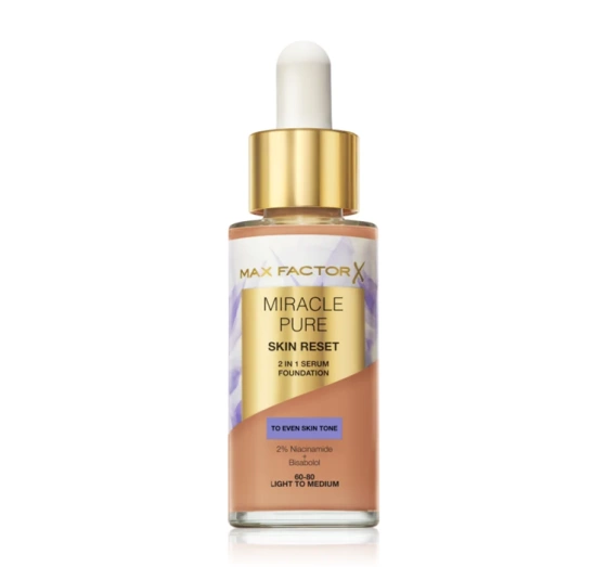 Kliknij na zdjęcie, aby je powiększyć Max Factor Miracle Pure Skin Reset Foundation-Serum 60-80 Light to Medium 30ml