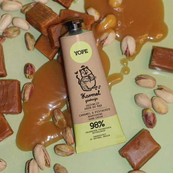 Kliknij na zdjęcie, aby je powiększyć Yope Nährende Handcreme Karamell & Pistazie 50 ml