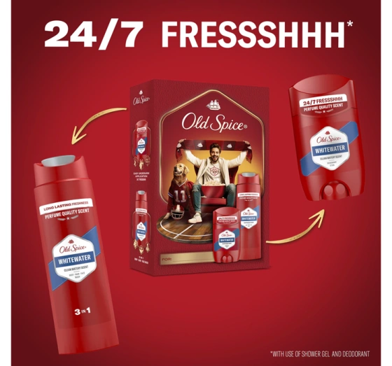 Kliknij na zdjęcie, aby je powiększyć Old Spice Set Whitewater Gel 250ml + Deodorant Stick 50ml