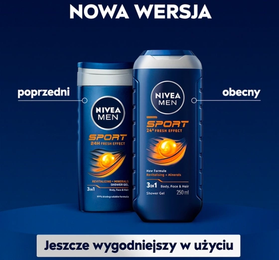 NIVEA MEN Sport 3-in-1-Duschgel für Männer, 250 ml