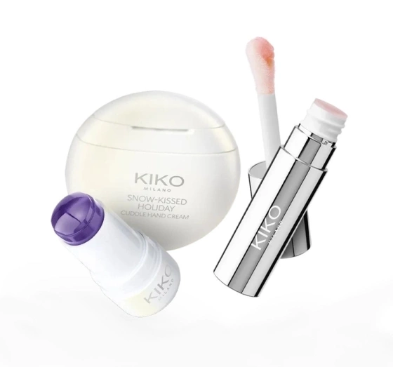 KIKO Milano Snow-Kissed Holiday Mountain Mates Skincare Geschenkset für Hautpflege Handcreme 50 ml + Lippenmaske 4 ml + Gesichtsstift SPF50 6 g