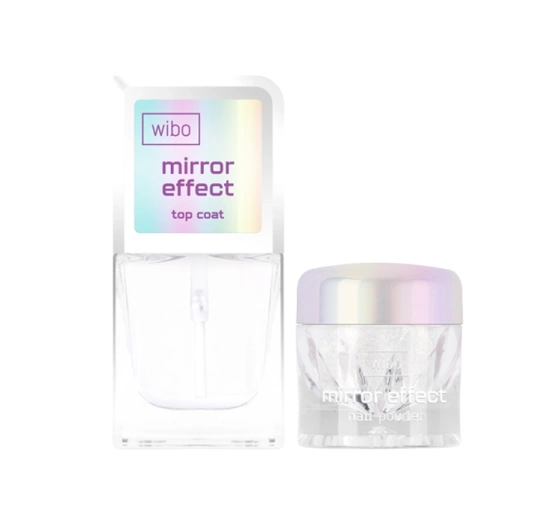 Wibo Mirror Effect Nagelset: Top Coat 8,5 ml + Glitzer
