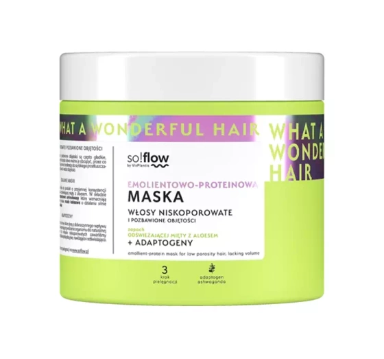 Kliknij na zdjęcie, aby je powiększyć SO!FLOW EMOLLIENT-PROTEINREICHE MASKE FÜR NIEDRIGPORÖSES HAAR 400ML