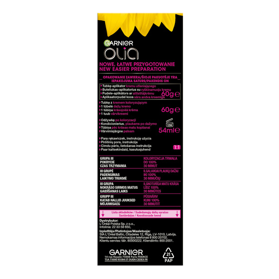 GARNIER OLIA PERMANENTE HAARFARBE OHNE AMMONIAK 8.0 BLOND
