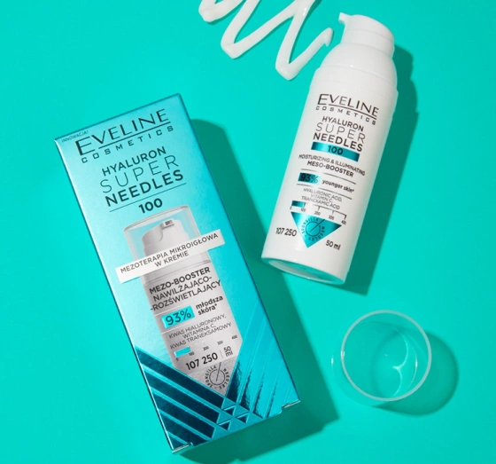 Eveline Cosmetics Super Needles Hyaluron 100 Mezo-Booster feuchtigkeitsspendend-aufhellende Creme 50 ml
