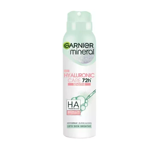 Kliknij na zdjęcie, aby je powiększyć GARNIER MINERAL HYALURONIC CARE 72H SENSITIVE ANTITRANSPIRANT SPRAY 150ML
