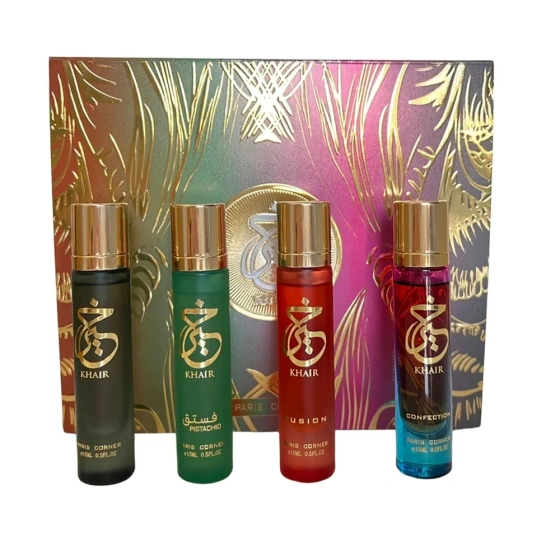 Paris Corner Eau de Parfum Spray Khair 15 ml + Khair Pistachio 15 ml + Khair Fusion 15 ml + Khair Confection 15 ml