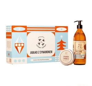 Mydlarnia Cztery Szpaki Geschenkset mit Naturkosmetik Apfel mit Zimt Flüssigseife Gebackener Apfel 300 ml + Körpermousse Zimt mit Vanille 150 ml