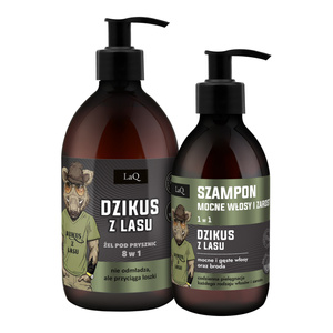 LaQ Dzikus z Lasu Geschenkset für Männer Duschgel 8in1 500 ml + Haarshampoo 300 ml