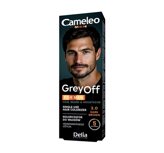 Kliknij na zdjęcie, aby je powiększyć DELIA CAMELEO MEN GREY OFF FOR HAIR BEARD & MOUSTACHE 3.0 DARK BROWN 2x15ML