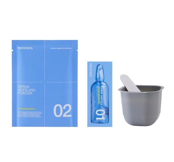 Kliknij na zdjęcie, aby je powiększyć Mediheal Derma Modeling Pack Hyaluronate Moisture Gesichtspflege-Set Algenmaske 28 g + Serum 2 ml