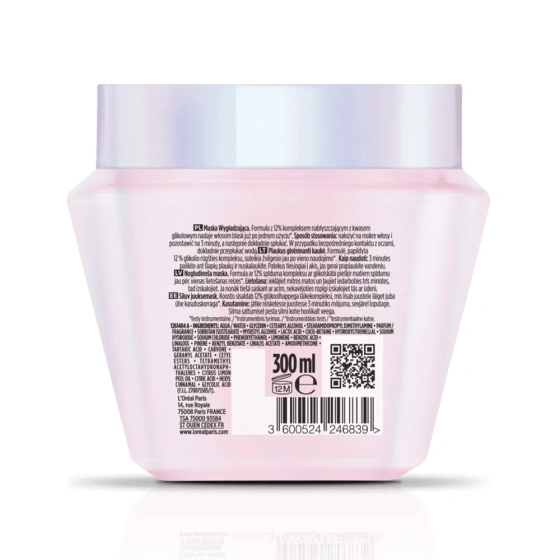 Kliknij na zdjęcie, aby je powiększyć L’Oréal Paris Elseve Glycolic Gloss – glättende Haarmaske für stumpfes, glanzloses Haar, 300 ml