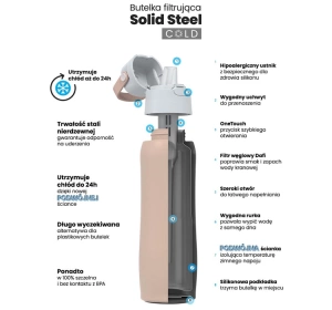 Dafi Solid Steel Cold Thermische Filterflasche mit Aktivkohlefilter 0,5 l Beige