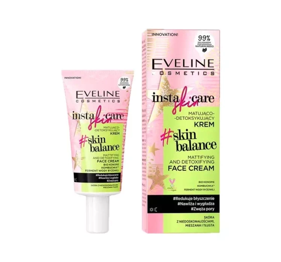 Kliknij na zdjęcie, aby je powiększyć EVELINE INSTA SKIN CARE SKIN BALANCE MATTIERENDE UND ENTGIFTENDE GESICHTSCREME 50ML