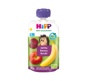 HiPP Bio Frucht-Gemüse-Püree im Quetschbeutel nach dem 5. Monat Äpfel Bananen Rote Bete 100 g
