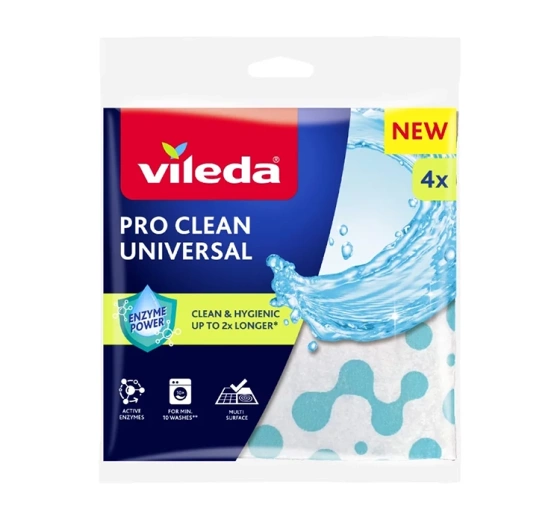Kliknij na zdjęcie, aby je powiększyć Vileda Pro Clean Universal-Reinigungstuch mit Enzymen 4 Stück