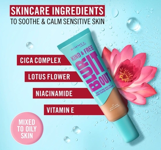 Kliknij na zdjęcie, aby je powiększyć Rimmel Kind & Free Blur It Out Leichte mattierende Foundation 010 Rose Ivory 30ml