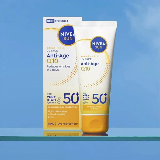 NIVEA SUN UV Face Anti-age Q10 Anti-Falten-Schutzcreme SPF50+ 40 ml