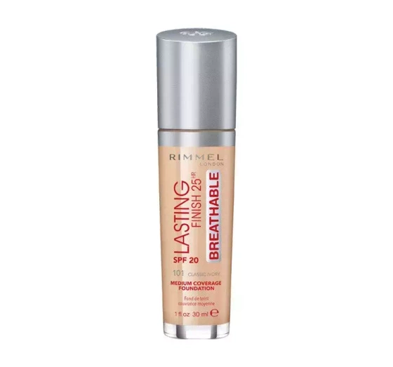 RIMMEL LASTING FINISH 25H BREATHABLE FOUNDATION GRUNDIERUNG 101 CLASSIC IVORY